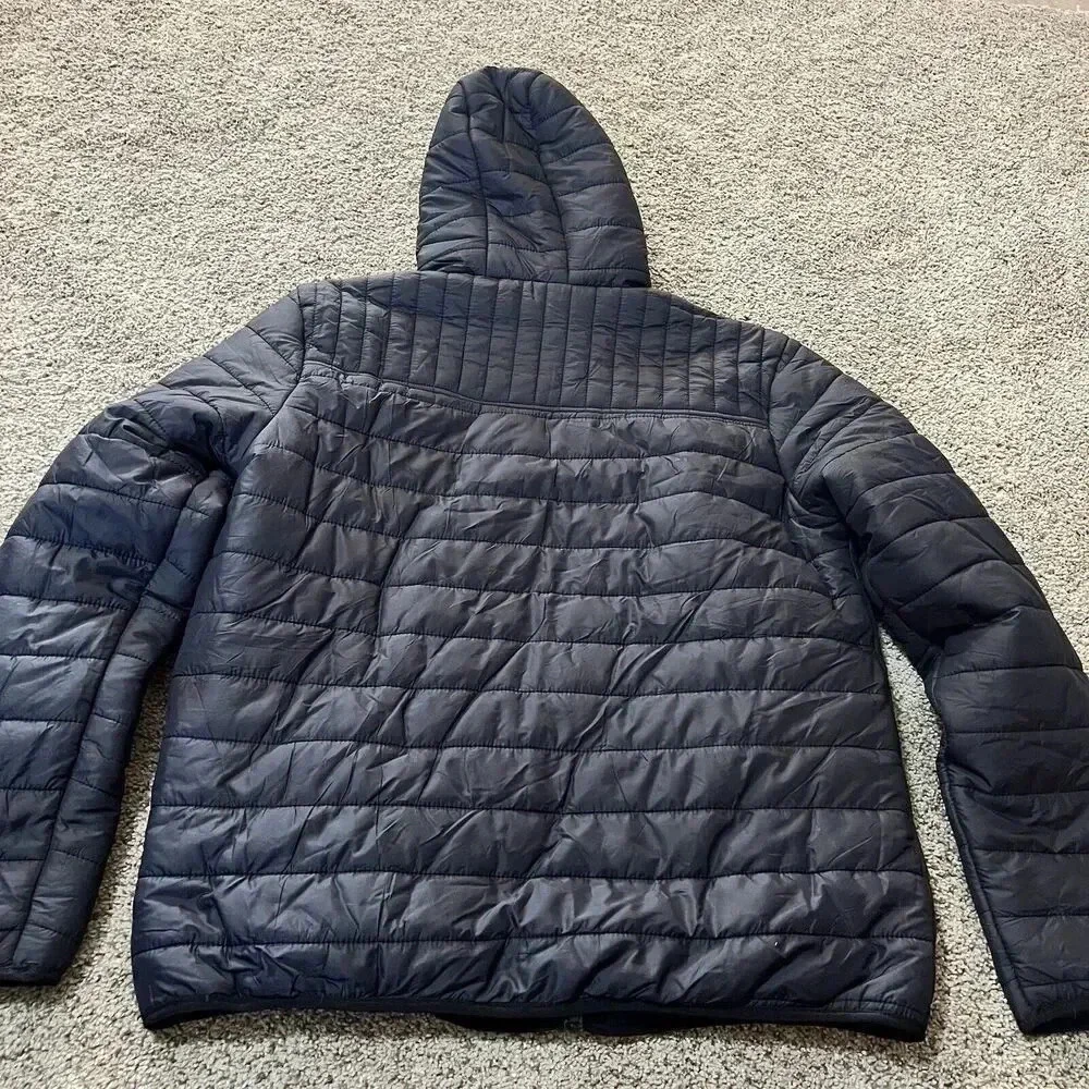 Hanton Men's Polyfill Puffer Jacket Black L Full Zip Pockets Soft Shell Packable